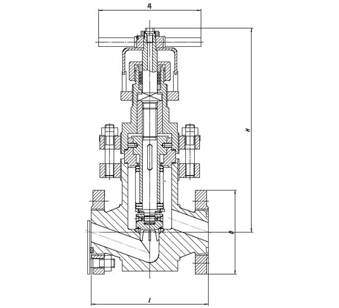 Клапан запорный СК 26020 - габаритная и конструктивная схема